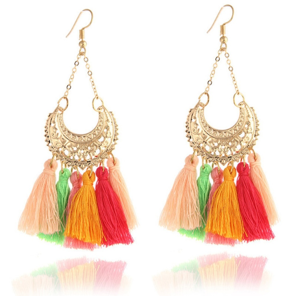 Bohemian tassel fringe earrings